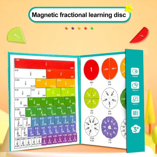 Magnetic Fraction Tiles Circles Book Percentage Decimal Fraction Learning Math Manipulatives Teaching Aid Educational Fraction Puzzle