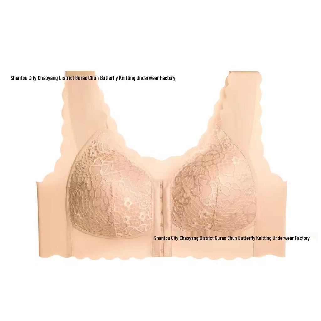 European & American Plus Size Front Closure Push-Up Bra, Women's Fixed Cup Vest Style