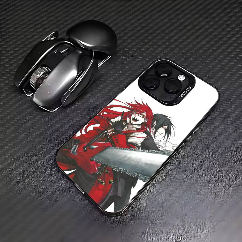 Anime B-Black Butler  Phone Case For iPhone17,16,15,14,13,12,11 Plus,Pro Max Colored Silver Plated Inside Cover