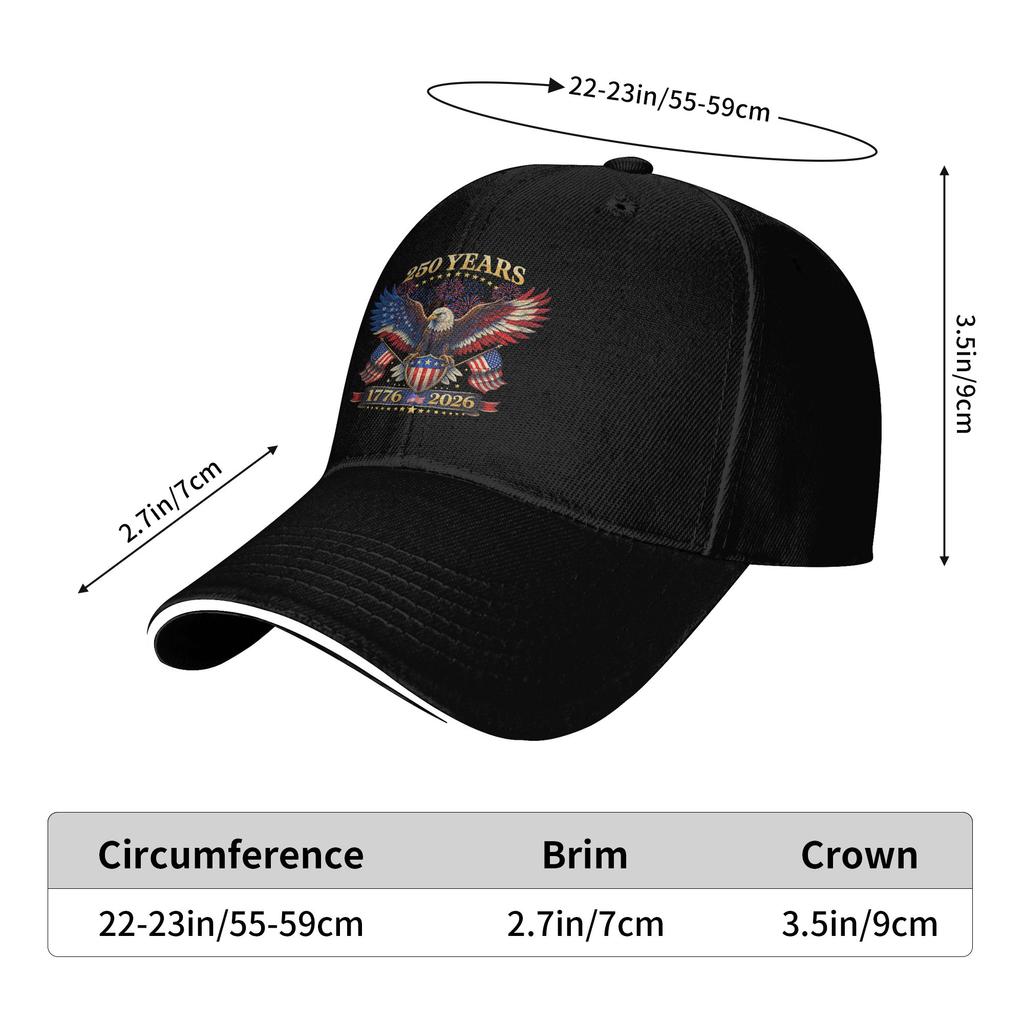 250 Years American 1776 2026 250th 4th July Independence Day Sun Baseball Cap Summer Trucker Hat Men Tennis Skate Snapback Cap