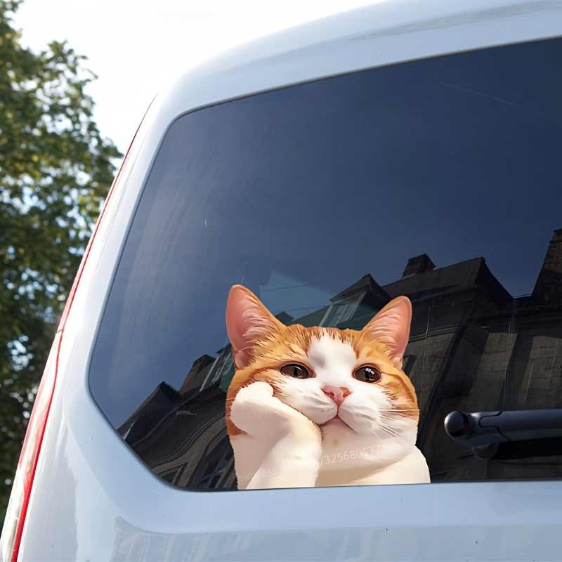 Car Sticker Cute Orange Cat Peeking Vinyl Decal Waterproof Rear Window Motorcycle Camper Bumper Truck Laptop Decoration SH820