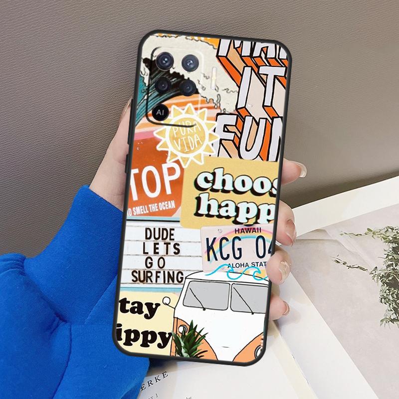 Surf Beachy Blue Summer Collage Case For Oppo A94 A74 A54 A80 A60 A40 A18 A38 A58 A78 A98 A96 A76 A16 A15 A17 A57 A77 A5 Pro