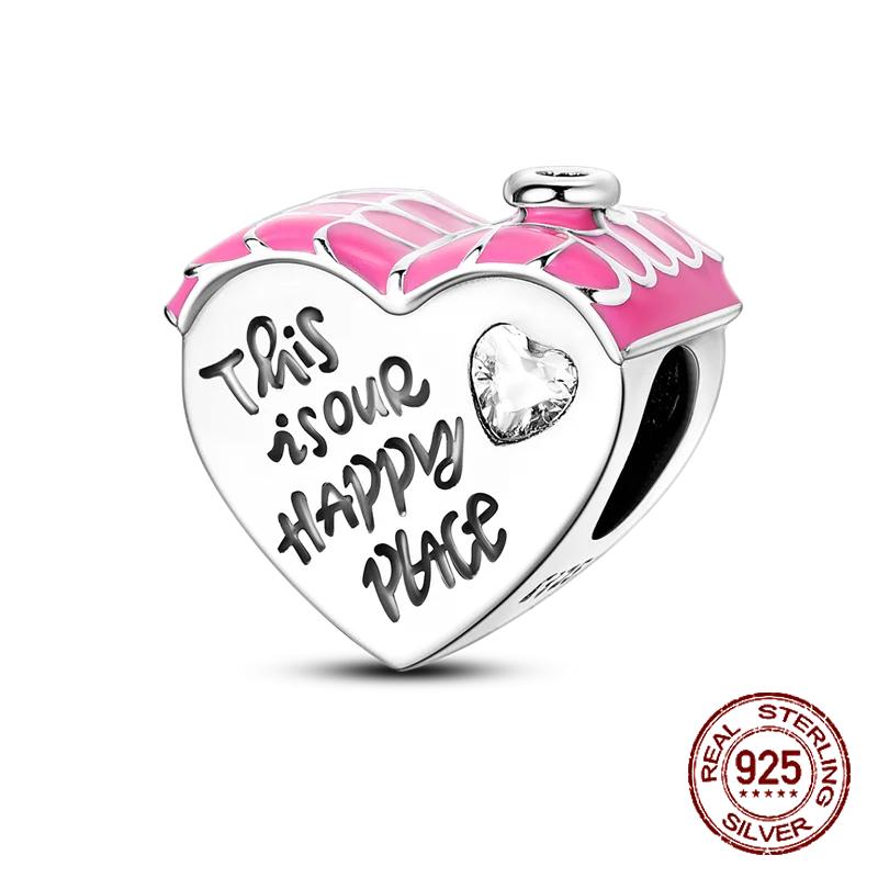 Copper Love Pink Mom Bear Travel Beads Fit Charm Bracelet For Women Fine Jewelry Making