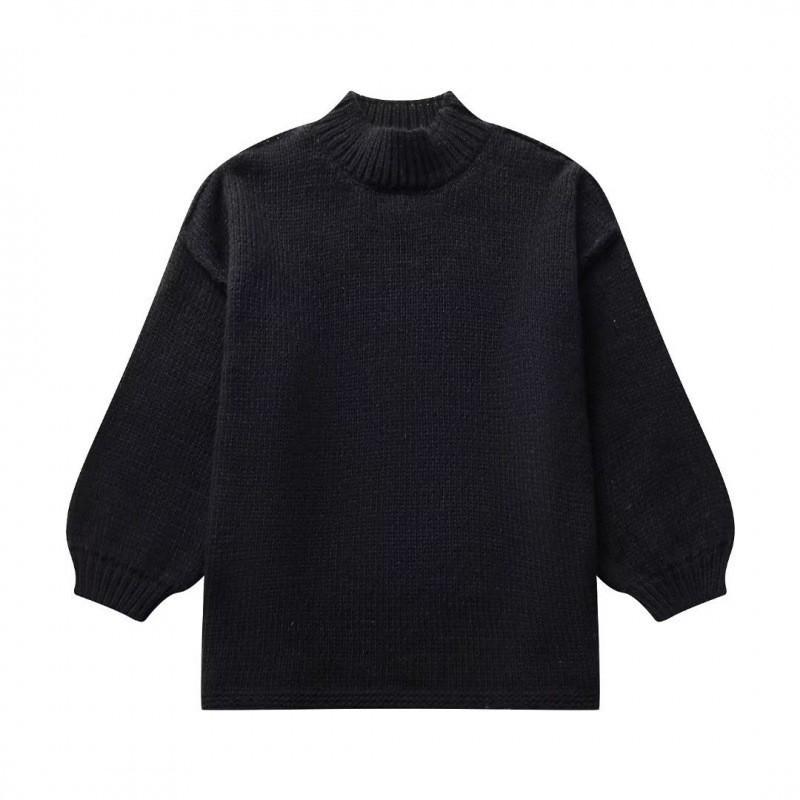 2024 Autumn/Winter Women's Stand-up Collar Knitted Sweater - American Blogger Style, Korean Version