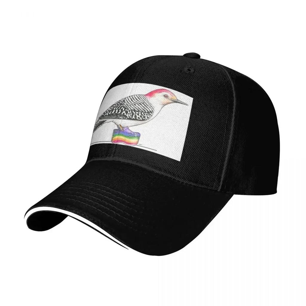 Redbellied Woodpecker In Rainbow Platform Crocs Baseball Cap Hiking Hat Custom Cap Unisexs Hats Womens