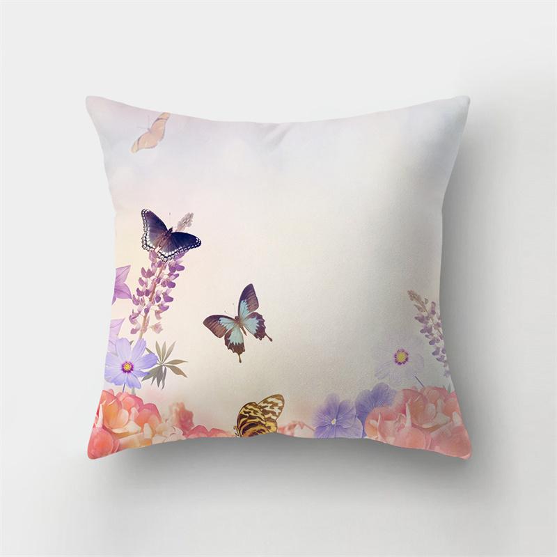 Beautiful Butterfly Floral Landscape Print Pattern Cushion Cover Home Living Room Sofa Decoration Pillow Pillow Cover 45x45cm