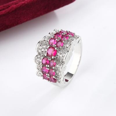 Wunderschöner rosa Zirkonring für Frauen, hochwertiger farbiger Zirkonschmuck, Hochzeits- und Verlobungsringe, Damenringe