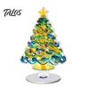 Angel Figurine for Mantel Xmas Acrylic Ornament, 2D Flat Tree Gingerbread Man Ornament with Seasonal Tabletop Display Rotatable Base, Christmas Table