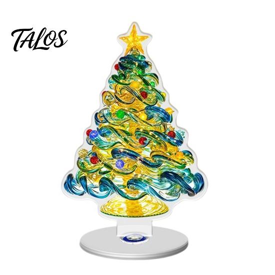 Angel Figurine for Mantel Xmas Acrylic Ornament, 2D Flat Tree Gingerbread Man Ornament with Seasonal Tabletop Display Rotatable Base, Christmas Table