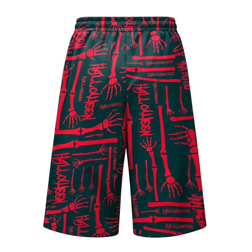 Men's Loose Fit Casual Shorts with Large Pockets Halloween Print