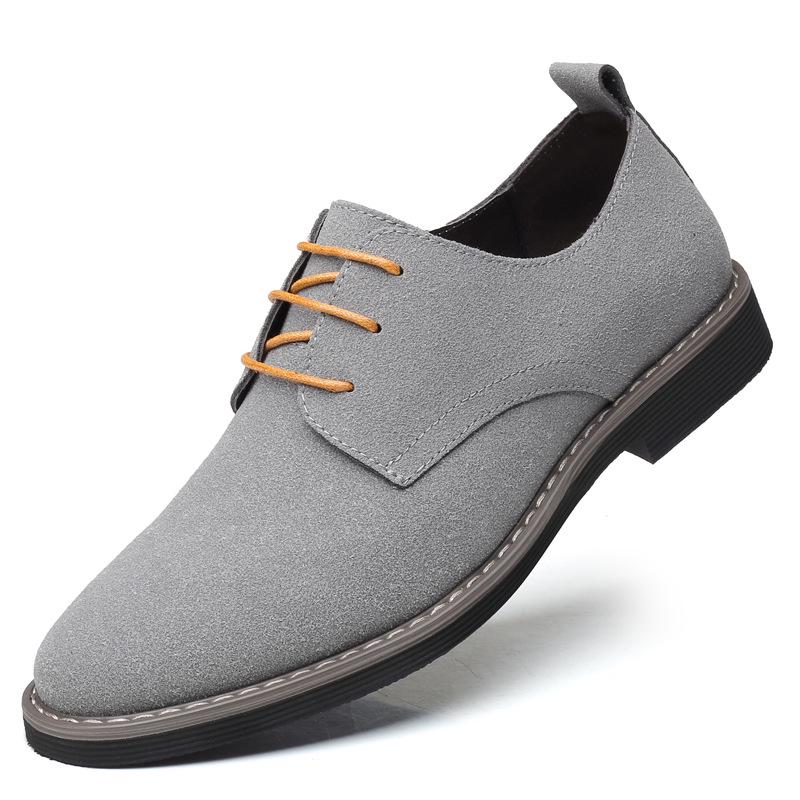 Men's Frosted Leather Lace-Up Casual Round Toe Shoes - Plus Size Available