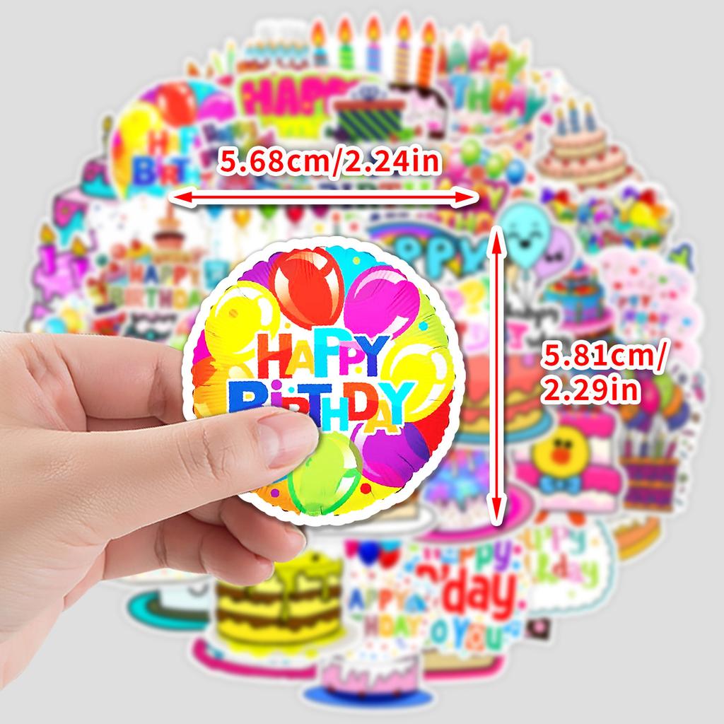 50 Happy Birthday Graffiti Stickers Motorcycle Helmet Skateboard Balance Car Decorative Stickers