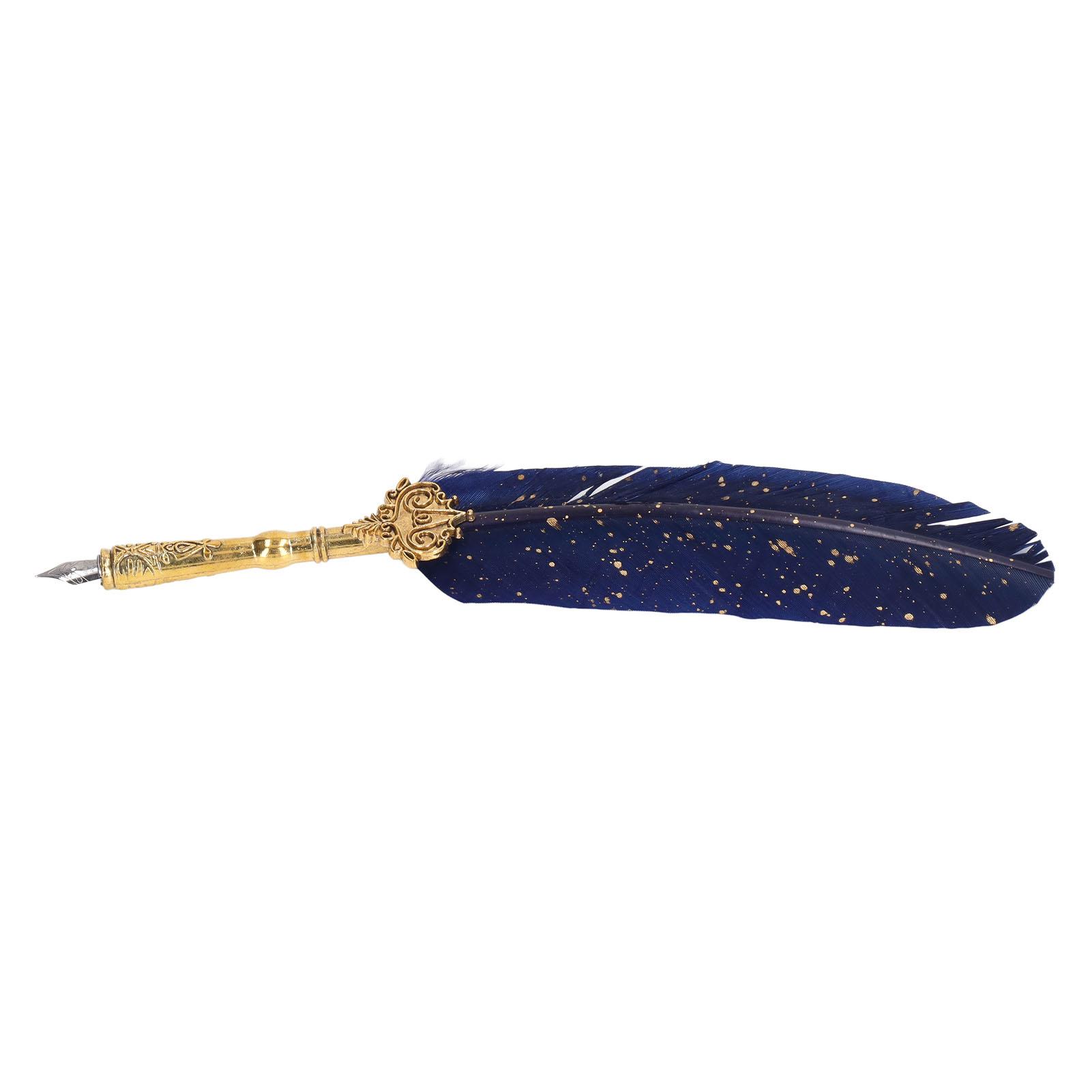 

Pen Set Glossy Writing Retro Elegance Quill Pen Set with 5 Replacement Nibs Letter Paper Ink Empty Bottle Candle