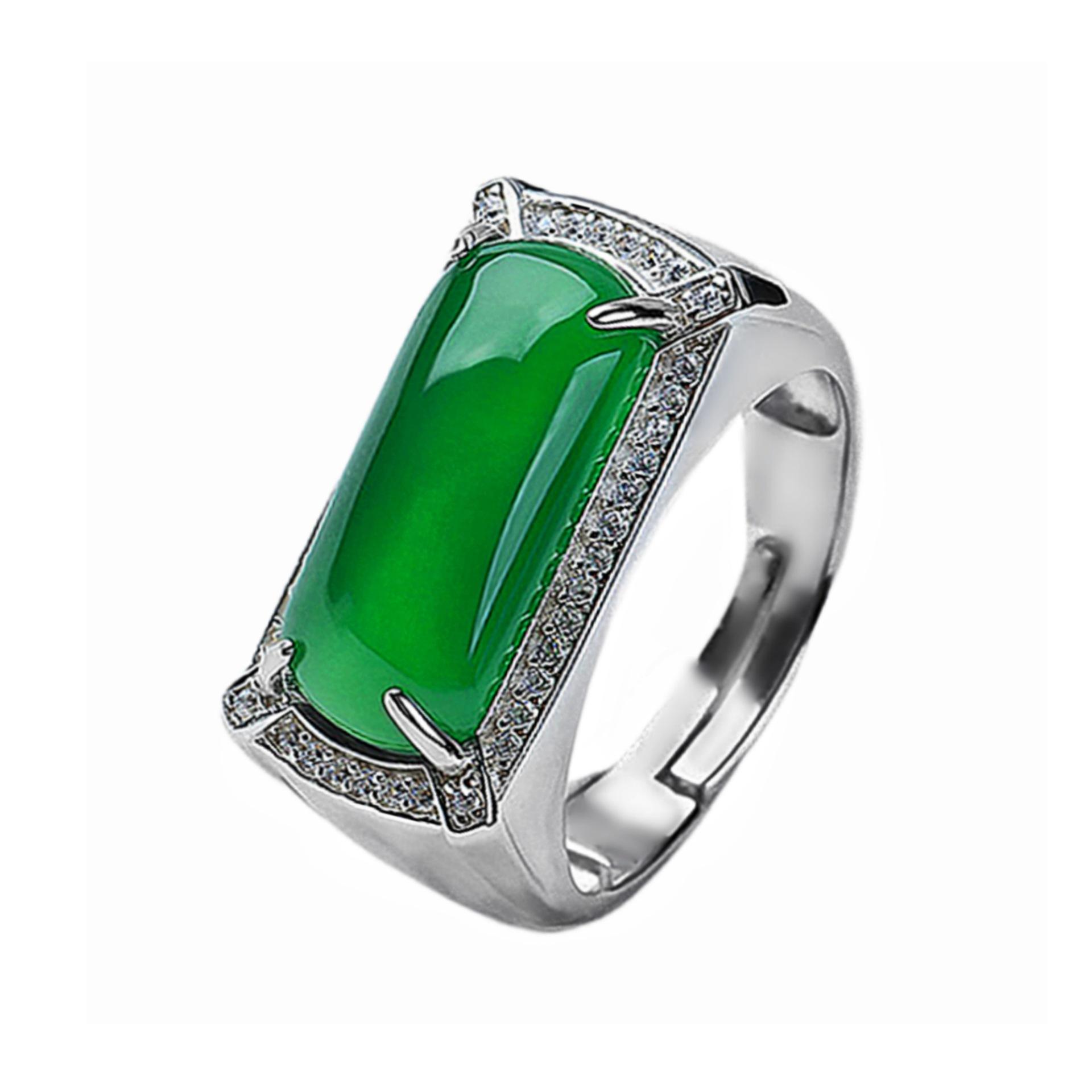 Корейская версия Котанский нефритовый перстень доминирующий полный бриллиантов перстень босса нефритовый перстень ювелирные изделия нефрит шпинатный зеленый нефритовый перстень 202 Resizable