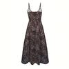 Women Summer Strap Deep V Neck Leopard Printed Loose One Piece Dress