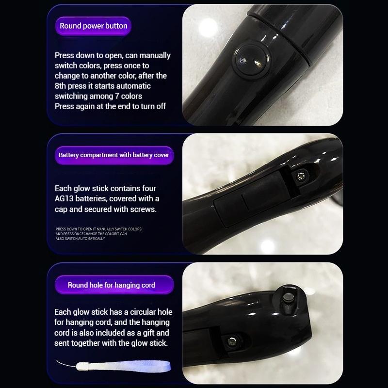 7/15 Couleurs Kpop Lightstick Concerts d'Idoles Bâtons de Support Kpop Bâton Lumineux Kpop Brille dans le Noir Kpop Light Stick Bâton Lumineux Décoration