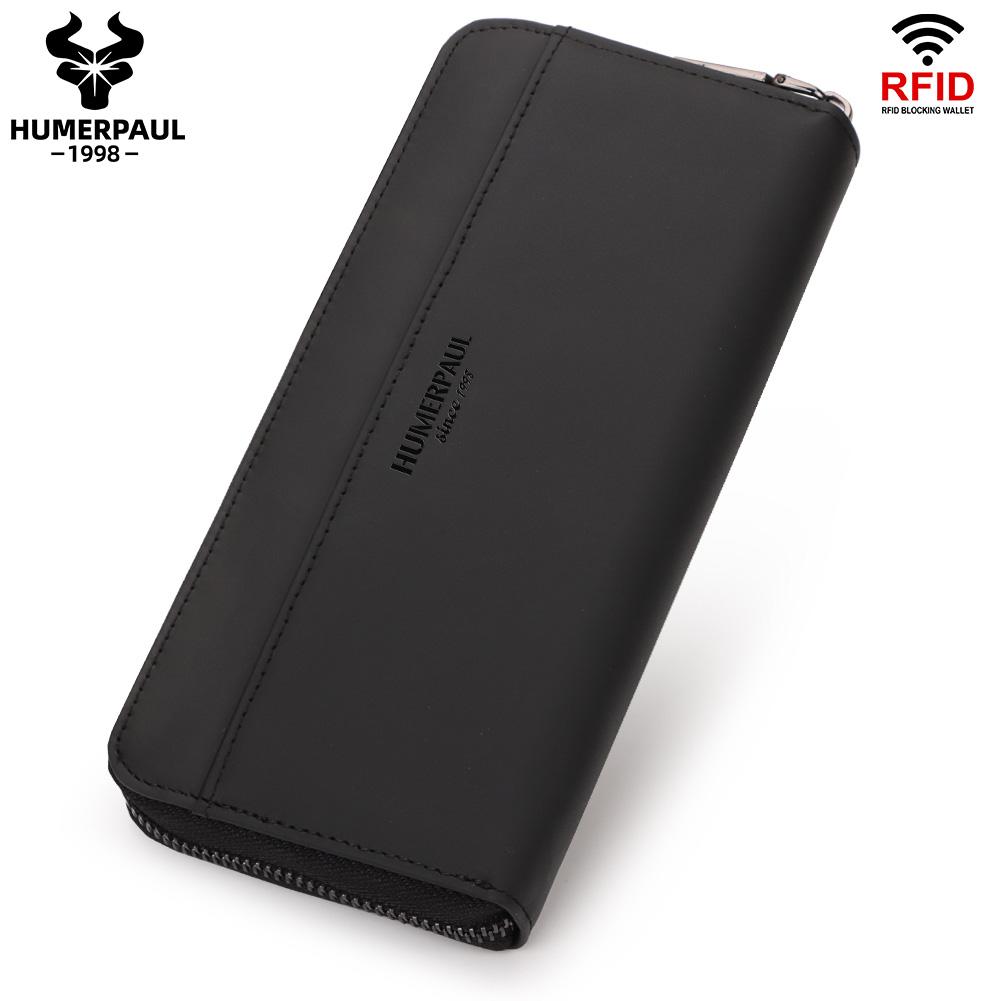 Humerpaul Ladies Wallet Leather Wallet RFID Anti-theft Swipe Wallet Zipper Large-capacity Wallet Multi-card Coin Purse