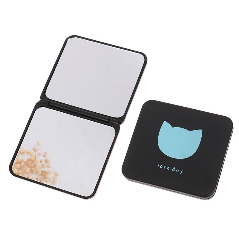 1ks přenosná ruční mini make-up zrcátka Oboustranné kompaktní zrcadlo skládací
