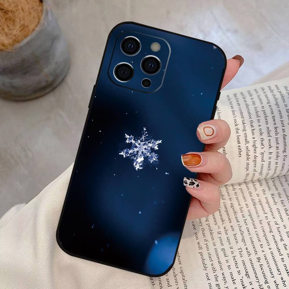 Beautiful Snowflak Phone Case For iPhone 17, 16,15,14,13,12,11 Plus,Pro Max, Others Soft Black Cover