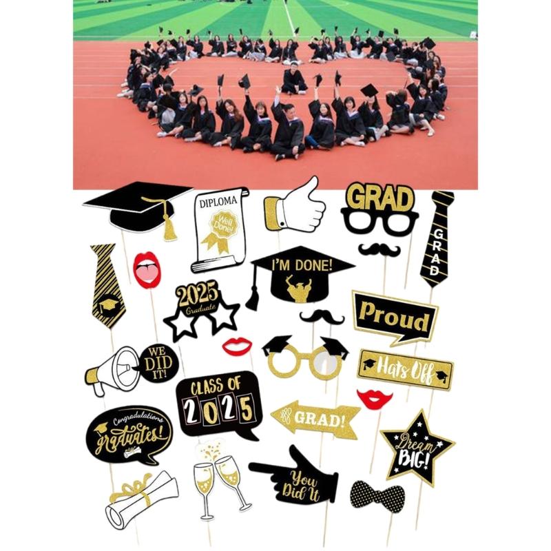 Set of 25Pcs Funny Graduation Photography Props for Class Of 2025 Graduation