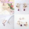 Kotobuki Jewelry February Birthstone Amethyst Angel of Happiness Earrings in 14K Gold and White Gold Set with Polishing (Gift Cloth)