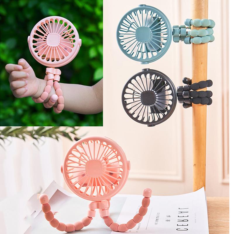 3 Speeds Fan for Cart Stroller Outdoor Portable Fans With Lamp Clip On Baby Stroller USB Rechargeable Handheld Electric Fan Home