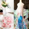 Lace Trim Organza Fabric Mermaid Ruffled Transparent Iridescent Laser Pleated for Patchwork Skirts Wedding Sewing Costume Supply