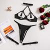 Sensual Tassel Lingerie Set Women See Through Halter Cut Out Sexy Bilizna Erotic Set Intimate Naked Back Open Brief Kit
