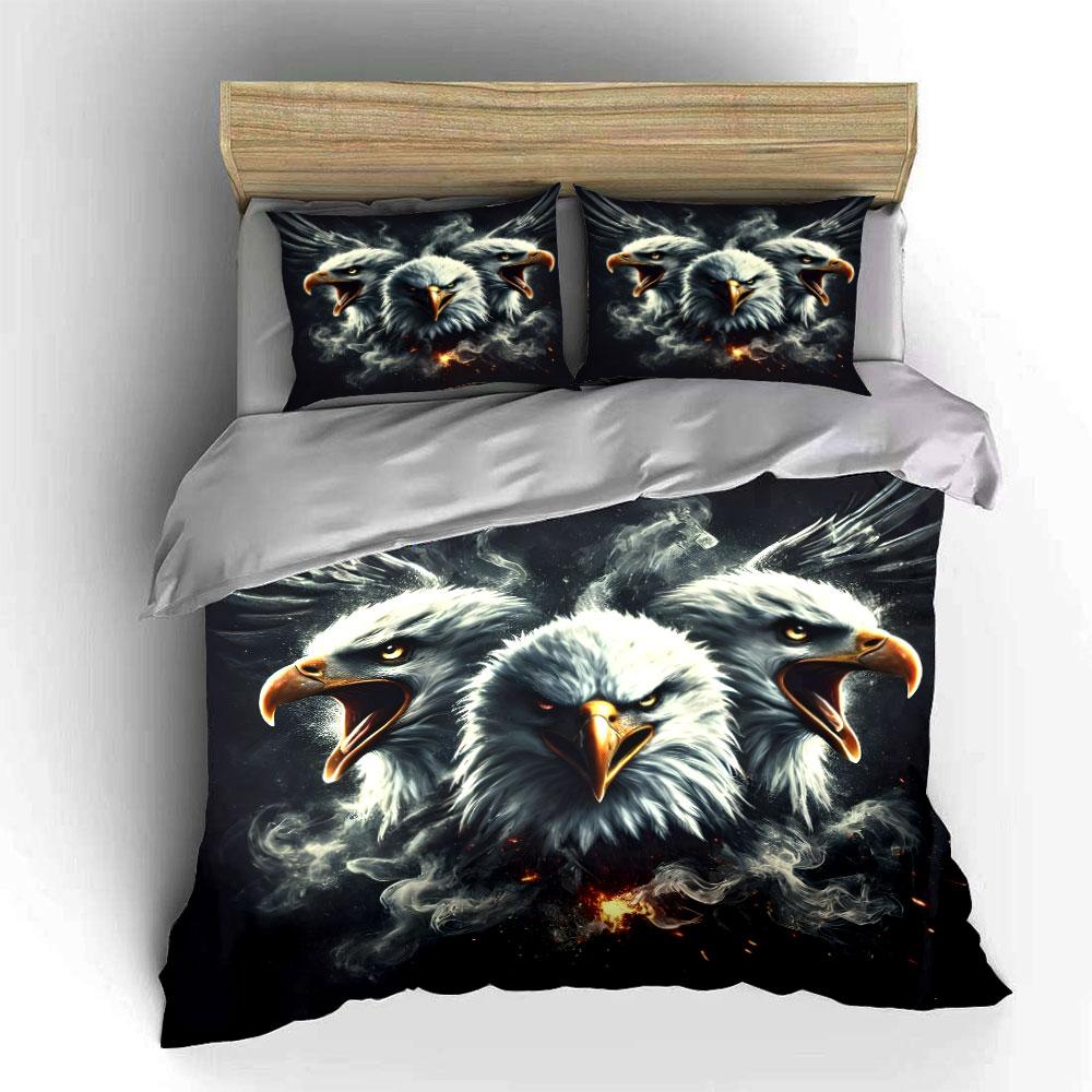 Fierce Eagle Trio For Power Exquisite Three-Piece Bedding Set Gift For Kids And Adults