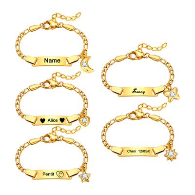 Bracelet Cœur Personnalisé avec Nom ID pour Petits Garçons Filles, Bijoux Personnalisés Gravure Gratuite