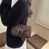 Punk Style Rivet Design Cool Hot Girls Shoulder Bags Vintage Chain Underarm Bag for Women Versatile Ladies Pu Leather Handbags