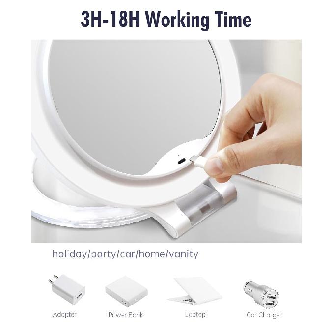 FASCINATE Magnifying Mirror 10X 1X Double Sided Magnification Makeup Vanity Mirror Rechargeable Lighted Mirror with 3 Color Setting Adjustable