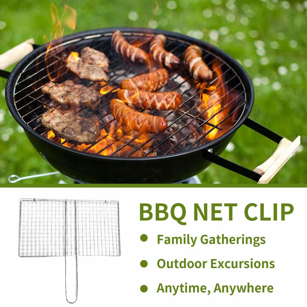 Stainless Steel Grill Basket BBQ Net for Steak Fish Chicken Meat Veggies Outdoor Camping Fishing Kitchen Cooking