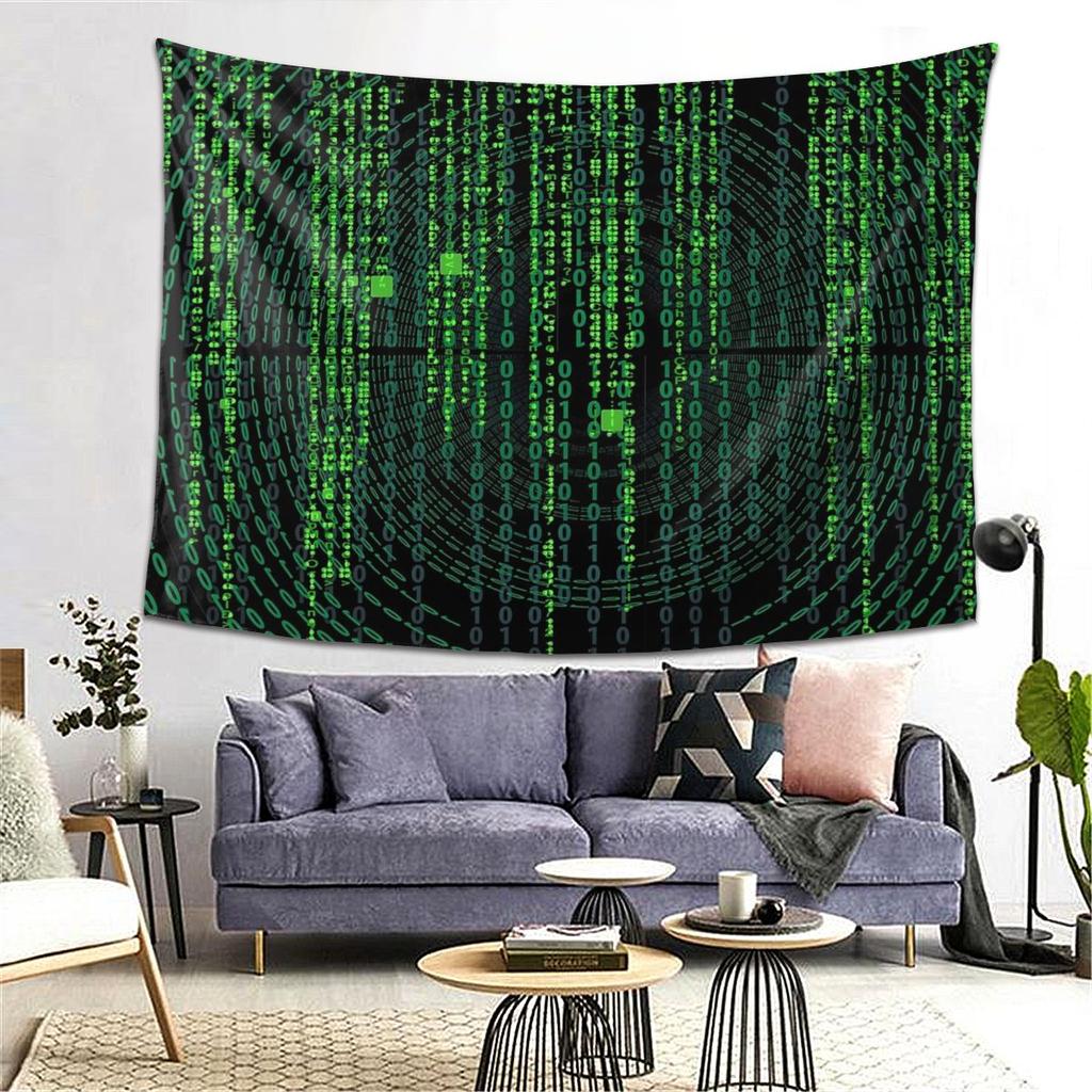 Matrix Original Green Design Tapestry Decor Art Aesthetic Tapestries for Living Room Bedroom Home Wall Cloth Wall Hanging