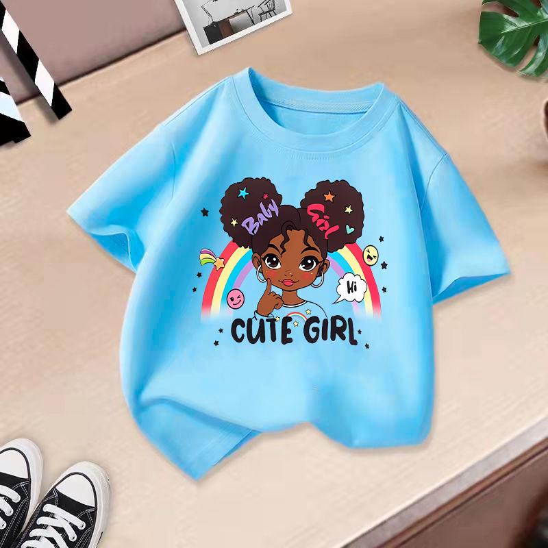 Girls' Cartoon Print Casual Round Neck Short-Sleeve T-Shirt - Summer Collection