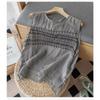 Womens Linen Cotton Embroidered Blouse Casual Sleeveless Geometric Print Tank Top