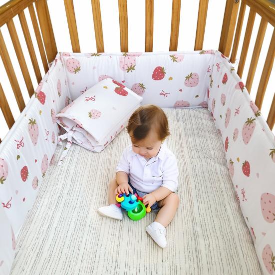 4-teiliges Krippenpolster-Set Weiches Kissen Babykrippen-Stoßstangenpolster Sicher