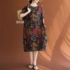 Real Shot 2026 Summer New Large Size Women's Clothing Fat MM Linen Cotton Linen Retro Literary Ethnic Style Casual Dress