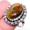 Tiger Eye Handmade Gemstone 925 Sterling Silver Jewelry Ring 8 O178