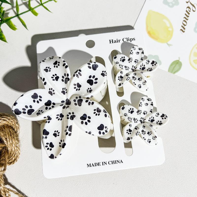 Printed Flower Clip Set High-end Seaside Vacation Flower Hair Clip Shark Clip Hair Accessory
