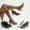 Dames hoge hakken lente en zomer nieuwe dunne hak retro gesp lichte mond enkele schoenen grote maat lage schoenen