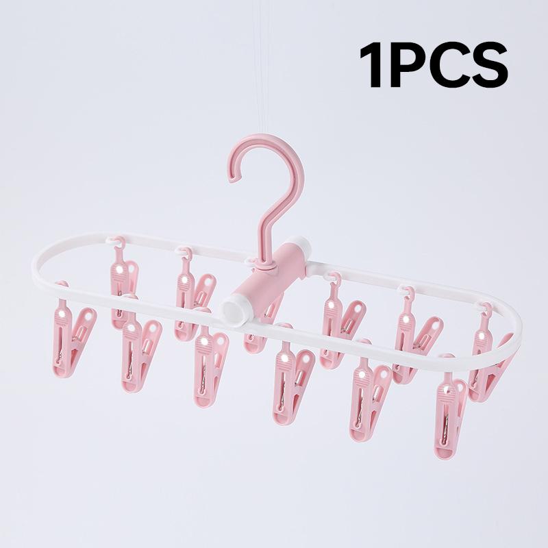 2024 New Collapsible Clothes Drying Rack Travel Shirt Socks Hangers with Clips Foldable Pants Clothes Hangers Closet Organizer