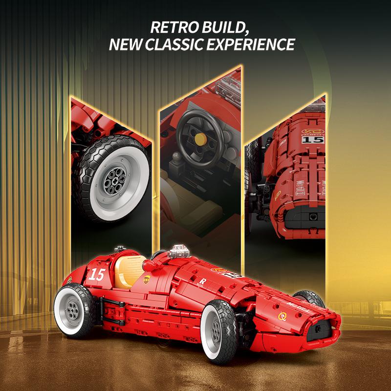 1809PCS Retro Formula 500 Racing Car Building Blocks 1:8 Car Model Bricks Desktop Ornament Kids Educational DIY Toy Holiday Gift