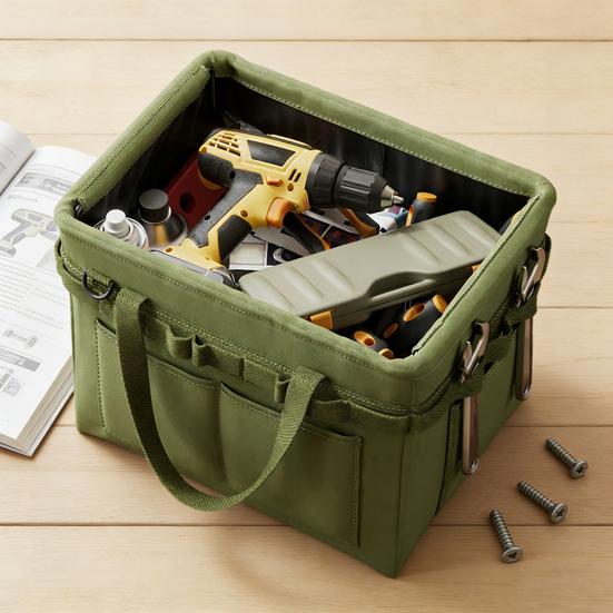 Borsa Organizzatrice Pieghevole per Attrezzi Borsa per Stoccaggio Attrezzi in Tessuto Oxford Multitasche Borsa Portatile per Attrezzi con Maniglie per