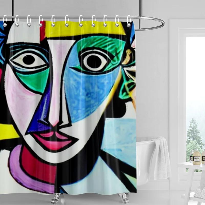 Abstract Cubist Art Bath Curtain - High-Quality Waterproof And Mildew-Proof Bathroom Decor For A Unique Home Statement
