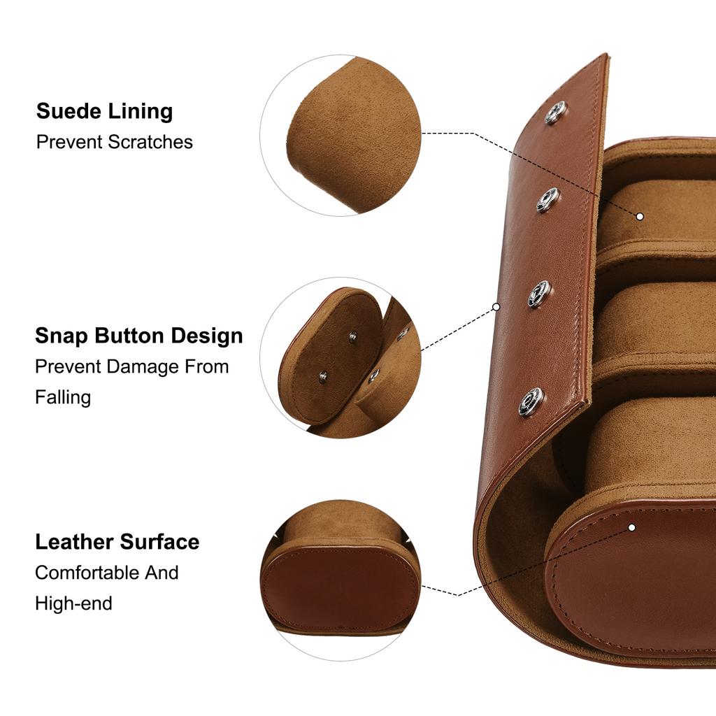 1/2/3 Slot Leather Watch Travel Case Single Watch Roll Storage Box Organizer for Men Women Watch Holding Storaging Displaying