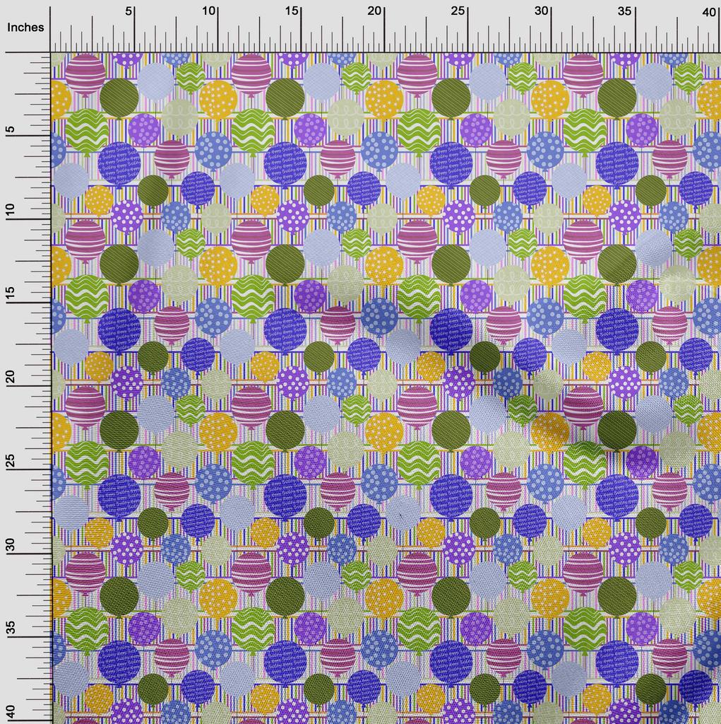 oneOone Cotton Flex Blue Fabric Kids Ballon With Stripe Dress Material Fabric Print Fabric By The Yard 40 Inch