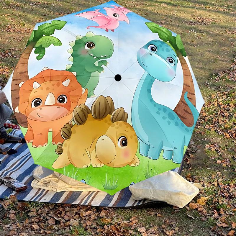 1PC Dinosaur Jungle Umbrella-8-Rib Reinforced, Automatic Open, Lightweight & Durable, Cute Fashion Accessory for Outdoor, Beach or Casual Use, Beach U