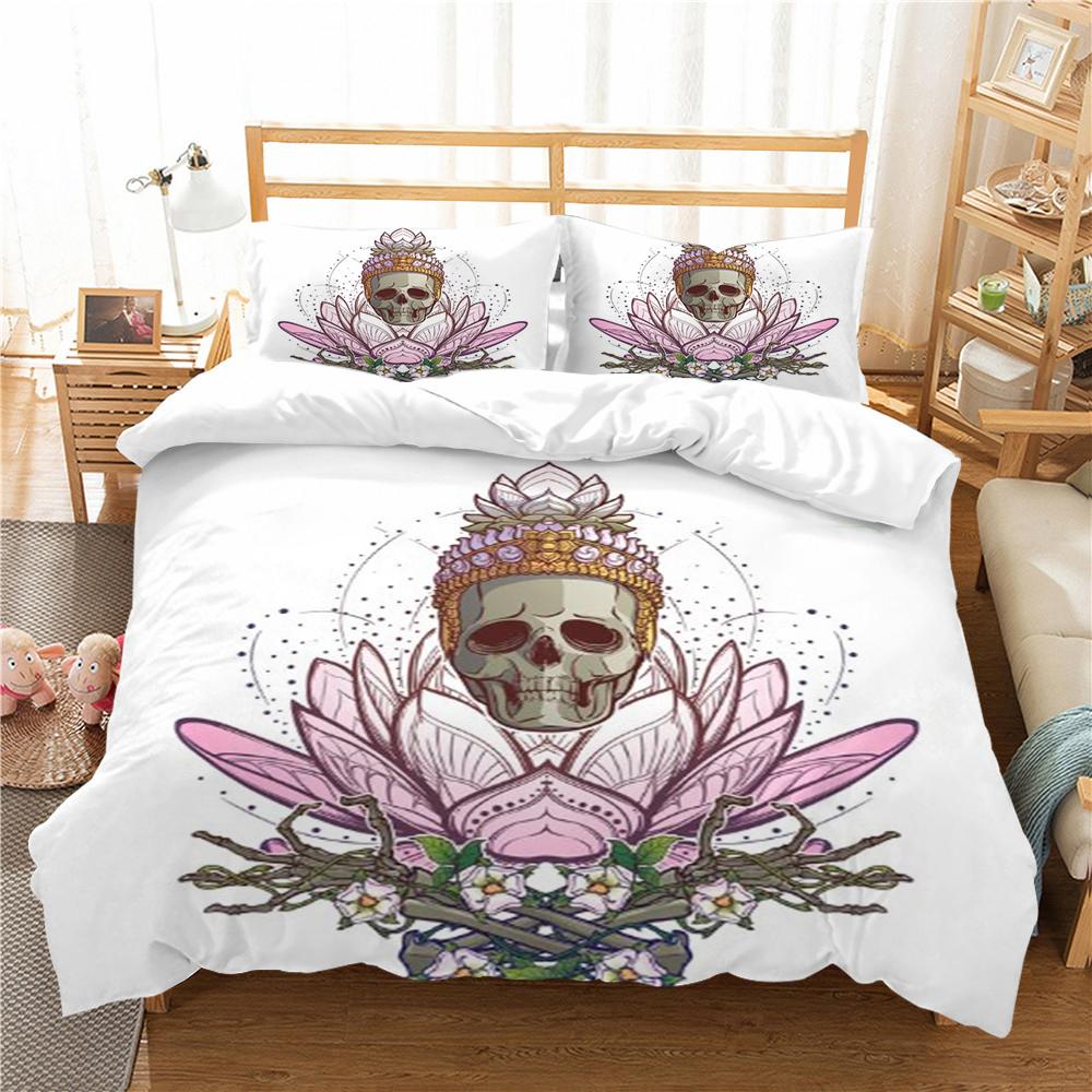 Heimtextilien Totenkopf Druck Bettbezug Totenkopf Muster Bettwäsche Set Cover Design Kissenbezug Highend Mann Bett Set Einzelgröße Bettwäsche