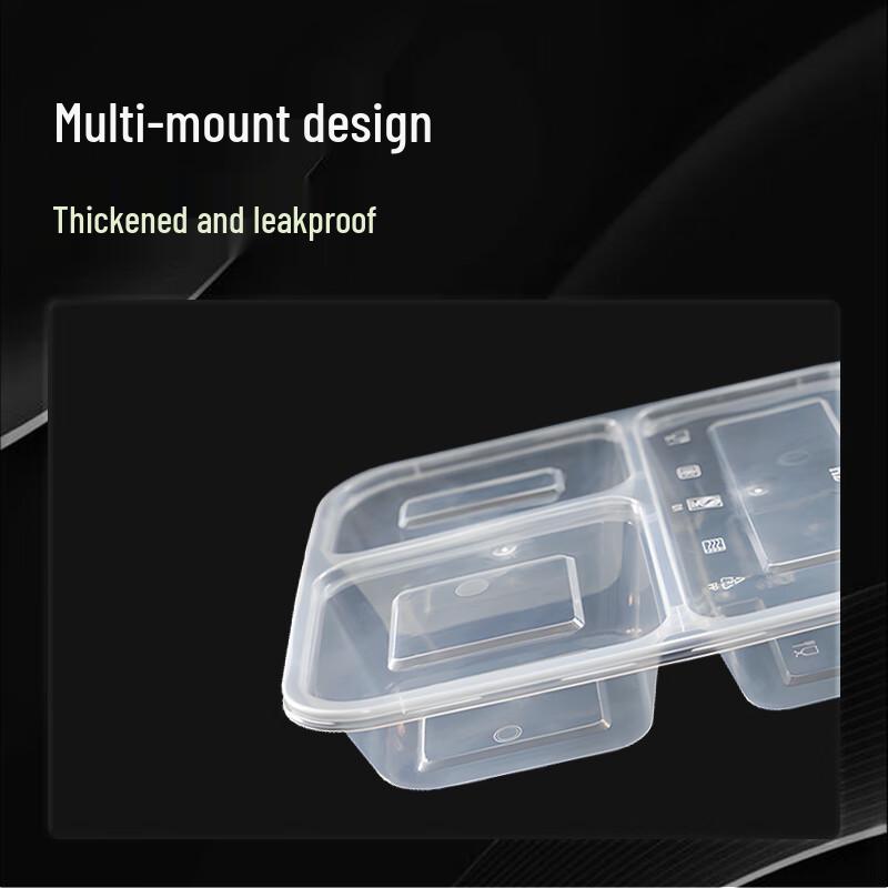 Disposable 3-Compartment Microwavable Lunch Boxes